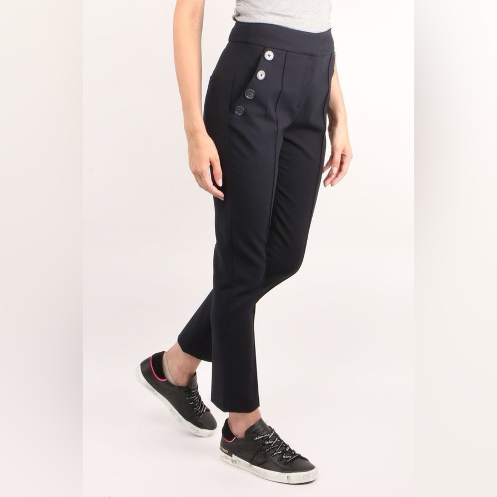Veronica Beard Navy Friedman Button Pant, 4